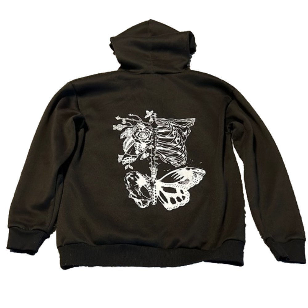 Shein Skelton Butterfly Hoodie - Size Medium